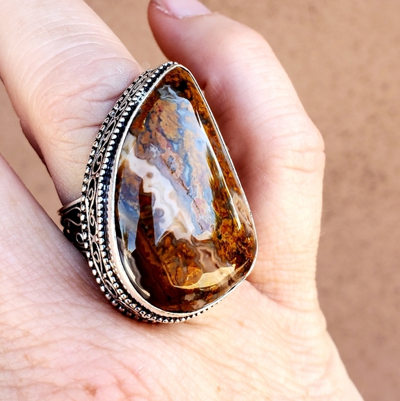 New Seam Agate 925 Silver Ring. - Picture 7 of 8